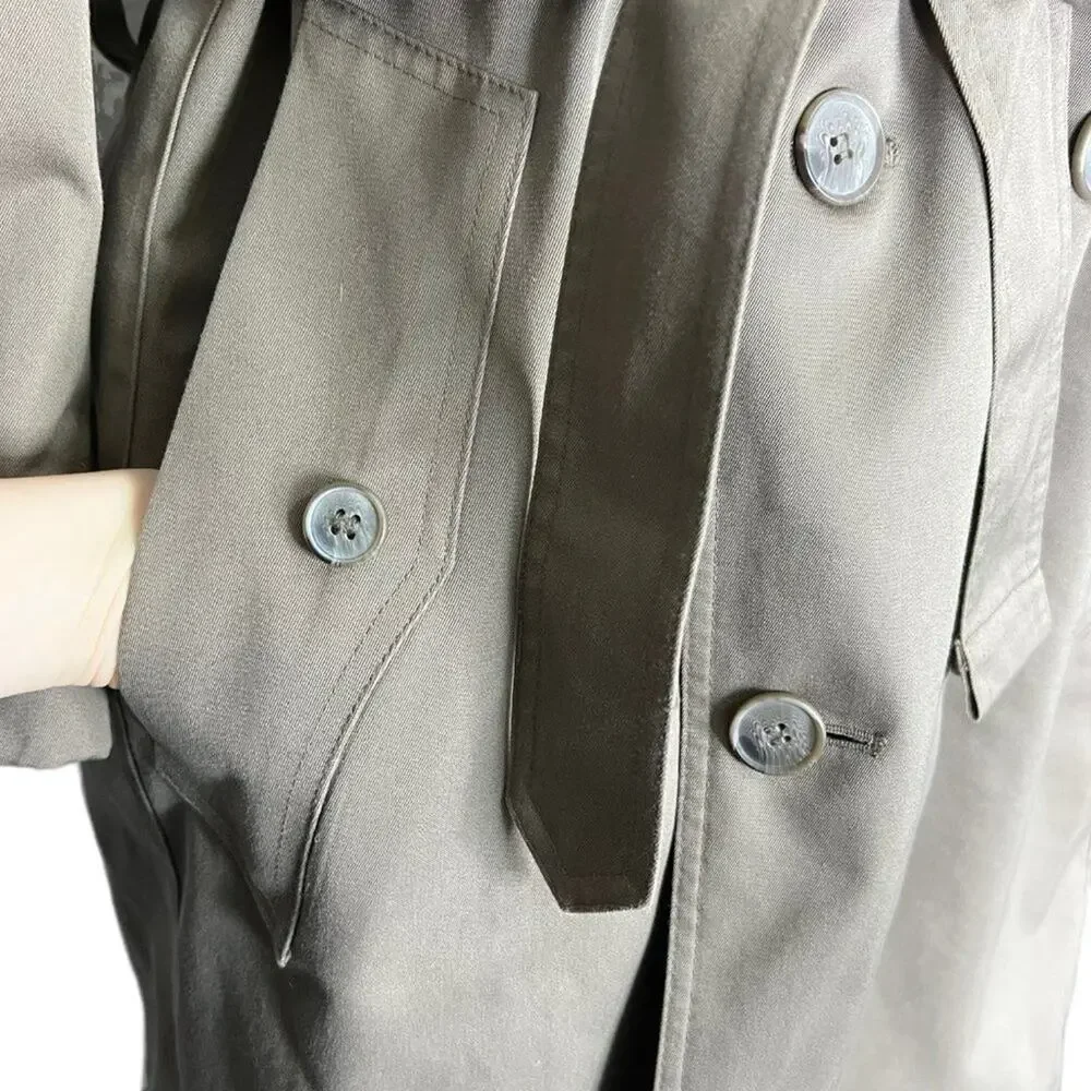 VINTAGE Towne London Fog Mens Trench Coat Double Breasted Liner Academia Size 42